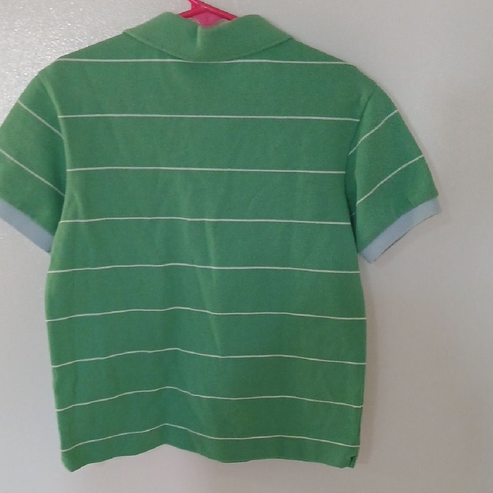 Lacoste Kids Polo in Green with White Stripes - Picture 5 of 5